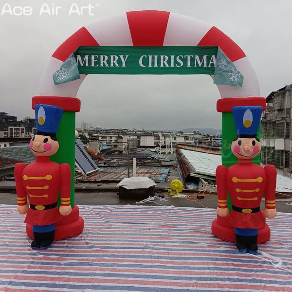 Arco de Natal inflável personalizado arco de Natal com um banner para decoração de férias ou promoção