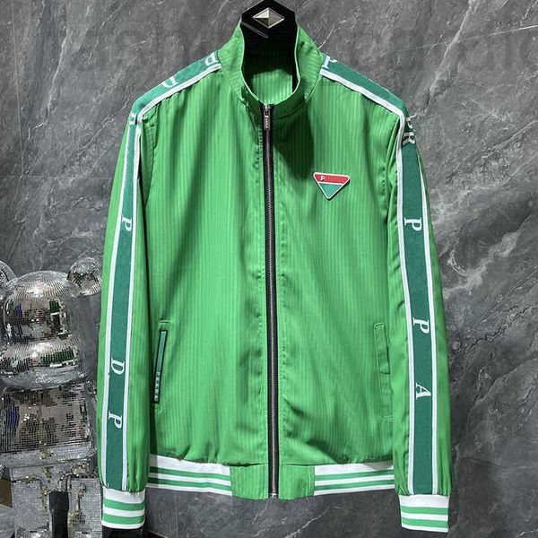 Giacche da uomo firmate Giacche da uomo con lettera P Triangolo Distintivo colletto da baseball Giacca Cappotto casual tutto va con esso colore verde U1CC