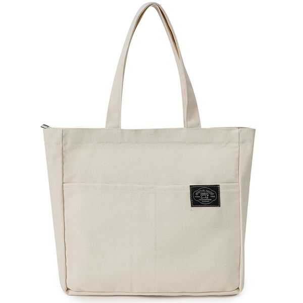 Сумки для покупок в женском холсте сумки с твердым цветом дизайнерская повседневная сумочка сумка для плеча большой емкости хлопка многоразовая торговая сумка пляжа 230703