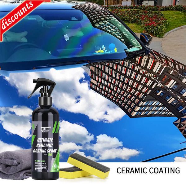 Nuovo rivestimento in ceramica per vernice auto HGKJ S6 Crystal Wax Spray Nano Hydrophobic Liquid Polymer Oleophobic Anti Rain Car Care