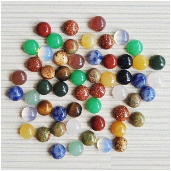 Pedra 6 mm natural redondo cabochão contas soltas opala rosa quartzo turquesa pedras rosto para cura reiki colar de cristal anel brinco dhdwh