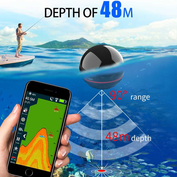 Localizador de peixes Erchang XA02 Localizador de peixes portátil Bluetooth Sem fio Eco Sounder Sensor Sonar Profundidade Fishfinder para pesca no mar do lago HKD230703