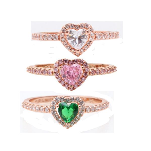 Love Rose Gold Cz Diamond Ring с 3 цветами подходит для отдыха роскошные бренды обручальное кольцо