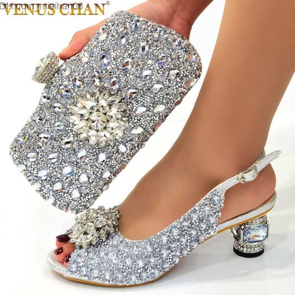 Elbise ayakkabıları elbise ayakkabıları gümüş renkli nijeryalı kadın ayakkabıları ve çantalar parti ayakkabıları çantalarla Afrika moda ayakkabıları ve çantalar düğün ayakkabıları ve çantalar 230323 z230703