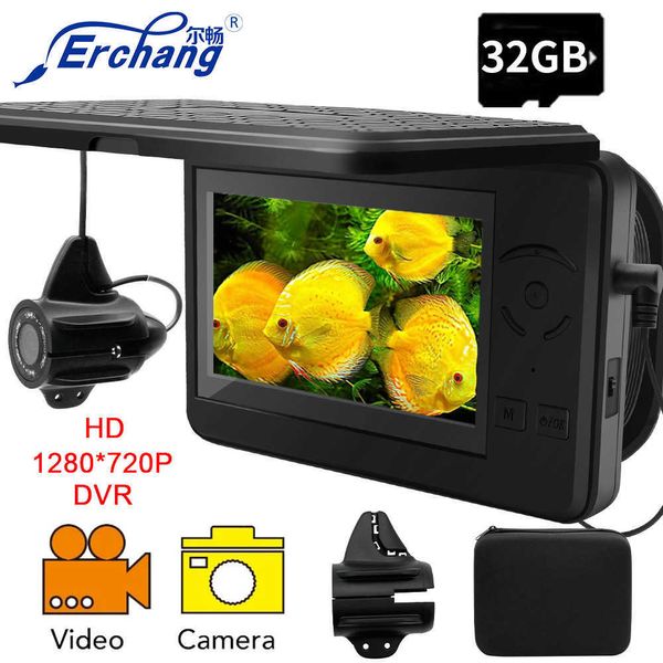 Balık bulucu Erchang F431 DVR Sualtı Video Balıkçılık Kamerası Tam HD 1280*720P 15M Kızılötesi Kış Buz Balıkları için Su Altındaki Kamera HKD230703