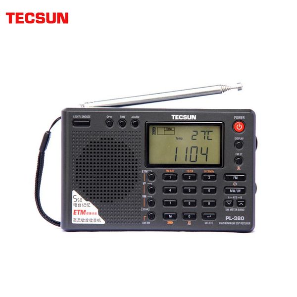 Вязание Tecsun PL 380 DSP Профессиональное радио FM/LW/SW/MW Цифровое портативное портативное полное полосовое стерео -хорошее качество получателя в качестве подарка для родителей