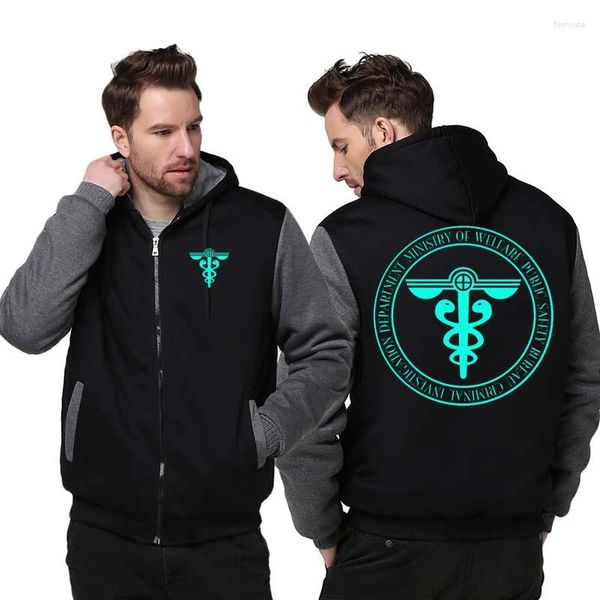 Felpe con cappuccio da uomo Anime PSYCHO-PASS Felpe Inverno Caldo Pile Plus Size Giacca Parka Casual Streetwear Cardigan Coat