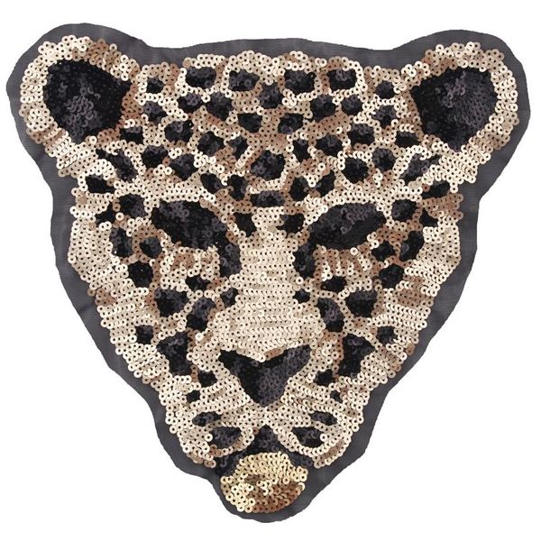 Novo desenho animado grande animal lantejoulas leopardo tigre bordado remendo de pano Costurar acessórios de roupas decoração310J