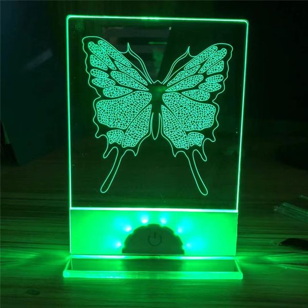 50Pcs Led Leere 3D Acryl RGB Nachtlicht Tisch Billboard Nachricht Anzeige Auftrag Lampe Mit Ständer Halter Dekorieren Beleuchtung