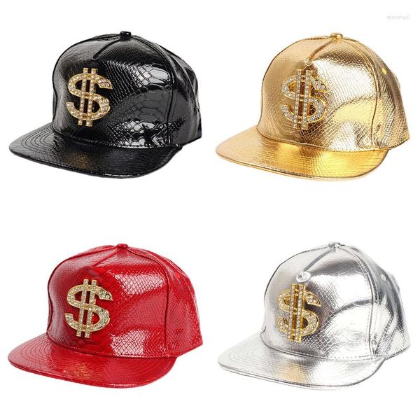 Ballkappen Metall Golden Dollar Style Herren Baseballmütze Hip-Hop Leder Verstellbare Hysteresenhüte für Männer und Frauen