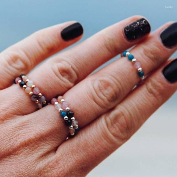 Cluster Rings TPOETRY Boho Section Natural Stone Wedding For Women Girls Multi Color Handmade Aço Inoxidável Anel Statement Joias