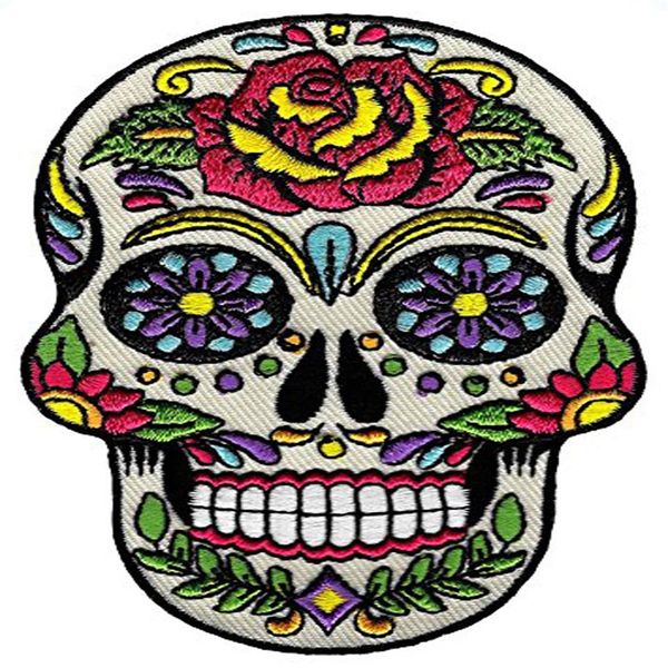 Low Custom Sugar Skull Calavera Patch Ricamato Iron-On Skeleton Day of the Dead Emblem 245r