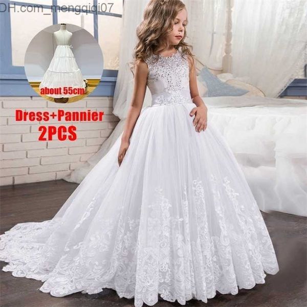 Mädchenkleider Mädchenkleider Mädchen Weihnachtskleid Weiß Rosa Brautjungfer Kinder Kleiden Baby Kinder Lange Prinzessin Party Hochzeit Abend 10 12 Y Vestidos Z230704