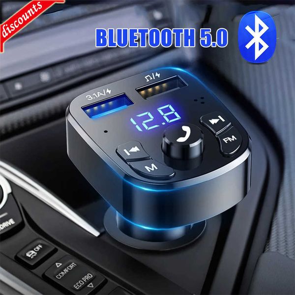 Yeni araba eller serbest Bluetooth-Compeable 5.0 FM Verici Araç Kiti MP3 Modülatör Oynatıcı Handfree Ses Alıcı 2 USB Fast Charger