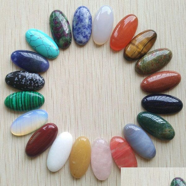 Verschiedene natürliche ovale Cab-Cabochon-Perlen aus Stein für die Herstellung von Schmuckzubehör, 15 x 30 mm, Drop-Lieferung Dh6F5