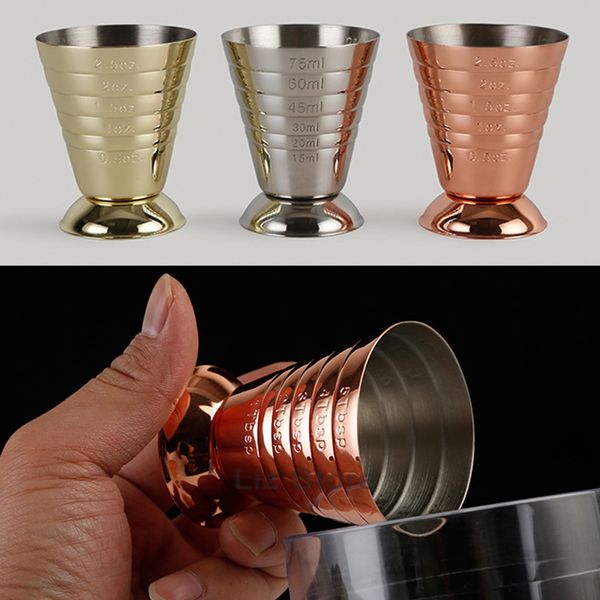 Ferramentas de bar Aço Inoxidável Coquetel Measuring Jigger Bartending Mixer Liquor Measure Cup 75ml Drink Wine Measurement Cups TH0984