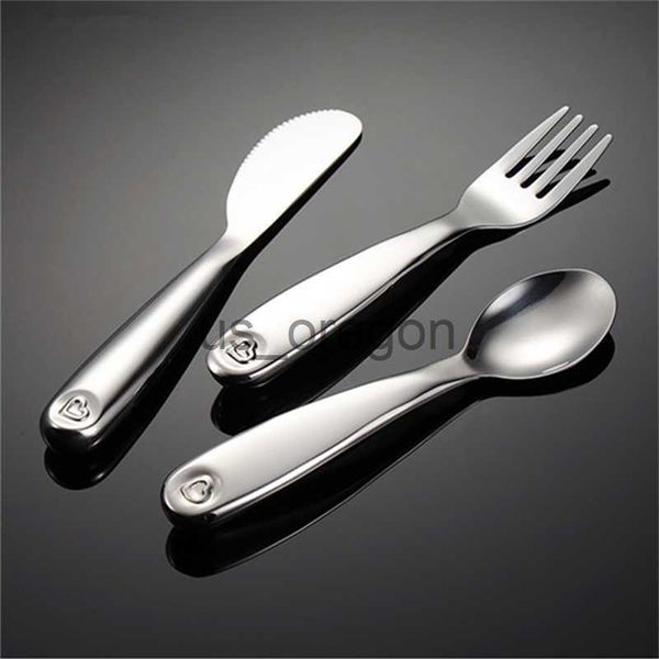 Set di stoviglie in acciaio inossidabile 316 Love Heart Set di posate per bambini Cucchiaio occidentale Forchetta Coltello Set di stoviglie Stoviglie Utensili da cucina x0703