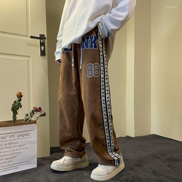 Männer Hosen SYUHGFA Wildleder Männer Casual 2023 Harajuku Brief Grafik Hosen Gerade-bein Baggy Mode Marke Streetwear Männlich