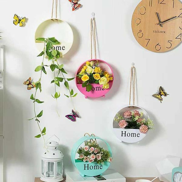 Сухоцветы в скандинавском стиле, пластиковая настенная корзина для цветов, украшение для гостиной, спальни, столовой, креативная подвеска для балкона