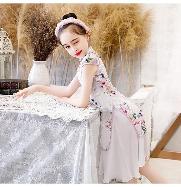 Abbigliamento etnico Gonna Cheongsam stile Tang da ragazza Elegante abito retrò migliorato Bella bambina Han Princess