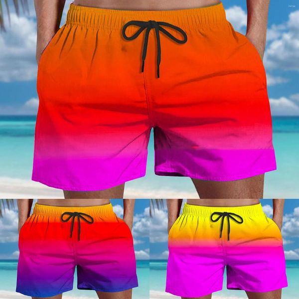 Pantaloni da uomo Pantaloncini casual da uomo Compressione del baule da spiaggia sfumata alla moda e confortevole per il nuoto