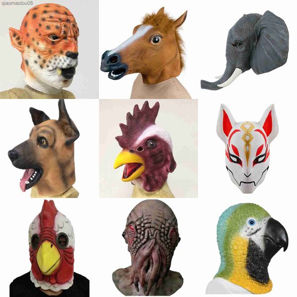 Tiermaske Karneval Party Latex Tierhaube Halloween Requisiten Maske für Gesicht Mode Lustige Maske Luxusmaske Gruselmaske 2023 Neu L230704