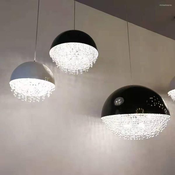 Luminárias pendentes modernas LED de cristal para sala de jantar luzes de mesa para casa, cozinha, decoração, lustres, lustres de quarto, luminária suspensa, luminária