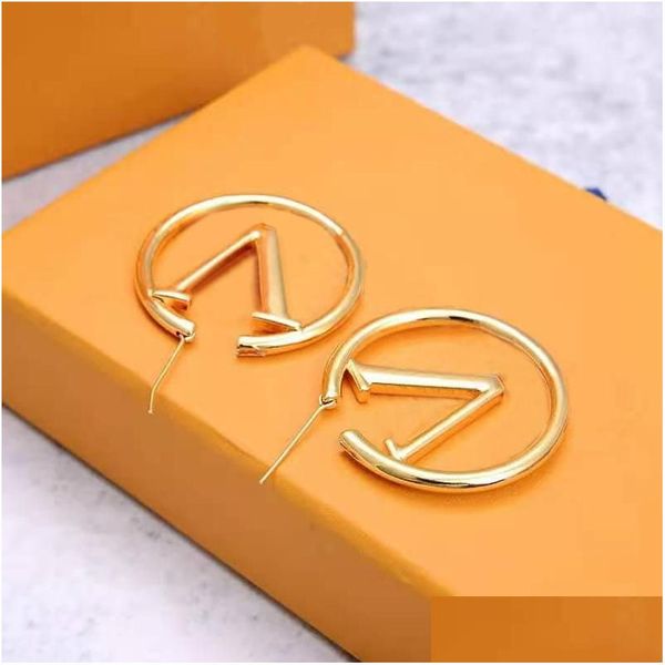 Hoop Huggie Designer Luxury Fashion Orecchini in oro 18 carati Lady Women Party Ear Studs Wedding Lovers Gift Engagement Jewelry con scatola D Dhtmg