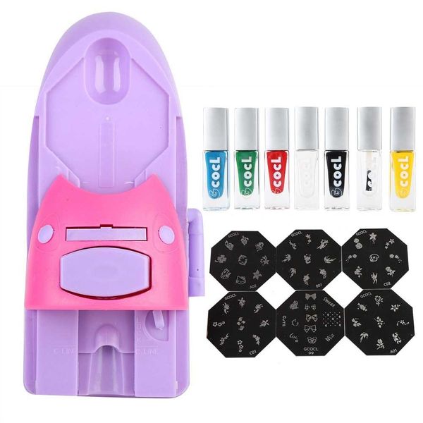 Exibição de prática de unhas 1 conjunto elegante impressora de arte digital diy impressão padrão máquina de carimbo kits de equipamentos de manicure ferramentas de salão de beleza 230703