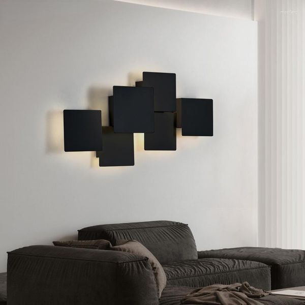 Lampada da parete oscuramento semplice nero bianco quadrato moderno lampade a LED soggiorno sala da pranzo camera da letto comodino corridoio luci illuminazione interna