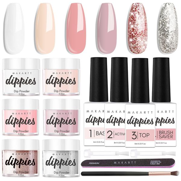 Акриловые порошки жидкости Makartt Dip Powder Kit 6 Colors Pink Nude 0 35 унций нейтральный пружинный стартер 230703