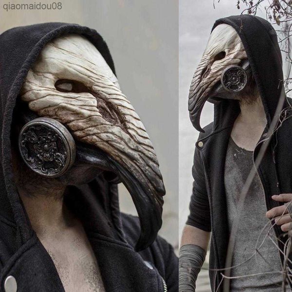 Steampunk Plague Doctor Mask Cosplay Nariz Comprido Pássaro Bico Máscaras de Látex Carnaval Masquerade Halloween Party Costume Props L230704