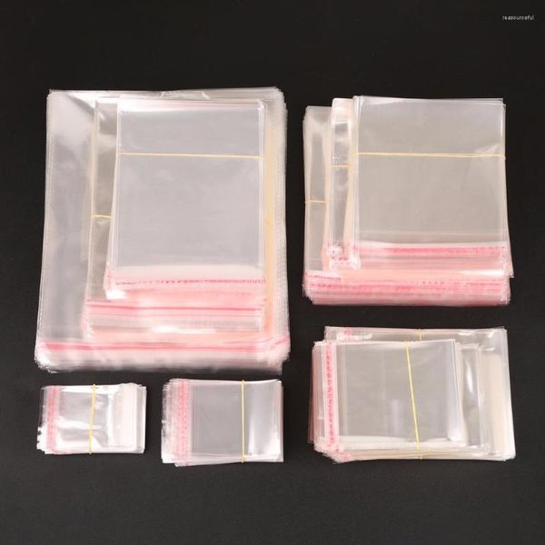 Embalagem para presente 12 tamanho 200 unidades Sacos de armazenamento transparente autoadesivo selado Saco de embalagem de plástico resselável Celofane Poli OPP