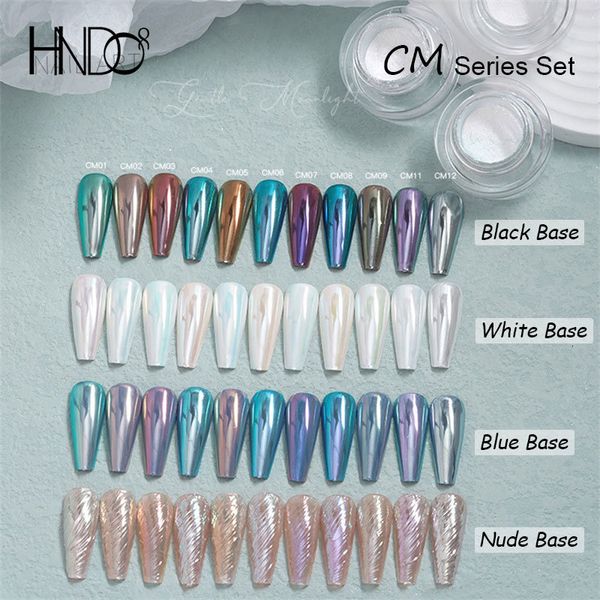 Nail Glitter HNDO Aurora Moonlight White Chrome Pó para Nail Art Profissional DIY Manicure Decoração de Unhas CM Series Todas as 11 Cores Atacado 230703