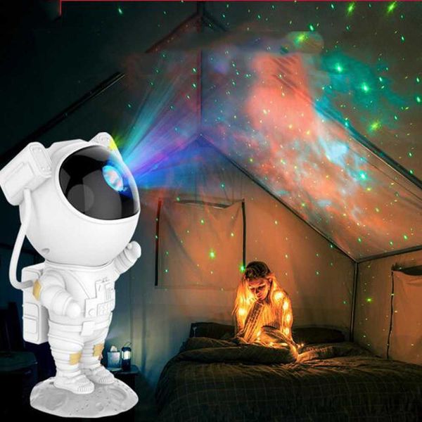 Luci Robot Colorful Starry Sky Galaxy Proiettore Nightlight USB LED Star Night Light Lampada di proiezione romantica per la decorazione della stanza Regali HKD230704