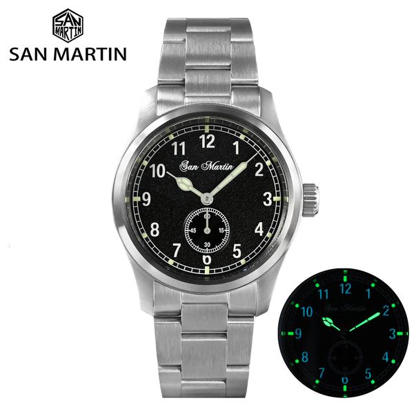 Outros Relógios San Martin Relógio Piloto 37mm RONDA 6004 Movimento Quartzo Militar Simples Moda Estilo Relógio de Pulso Masculino 20 Barras Relojes Luminosos 230703