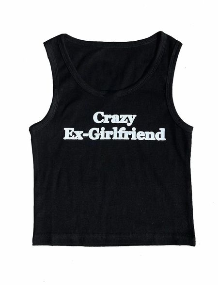 Kadın Tankları Camis Crazy Ex-Girlfriend kolsuz tank üst estetik sevimli ince seksi mahsul üst y2k kıyafetler goth emo kız korse vintage punk bebek tee 230703