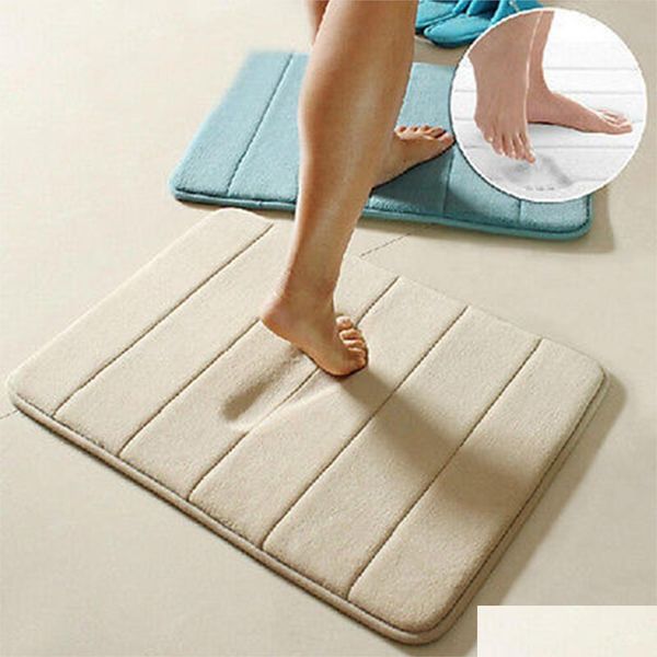 Halılar 40x60cm Bellek Köpük Mercan Veet Slip Banyo Mat Masif Polar Banyo Duş Halı Mutfak Yatak Odası 10 Renkler Del De Dhzzo