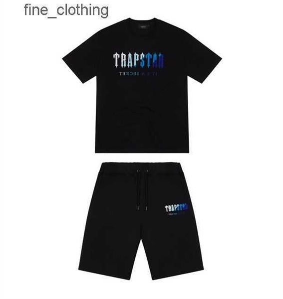 Top Trapstar Neues Herren-T-Shirt Kurzarm-Druck-Outfit Chenille-Trainingsanzug Schwarz Baumwolle London StreetwearS-2XL