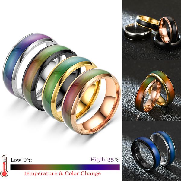 Титанум стальное кольцо для мужчин женщин изменение температуры цветовое кольцо кольца модные украшения оптом капля
