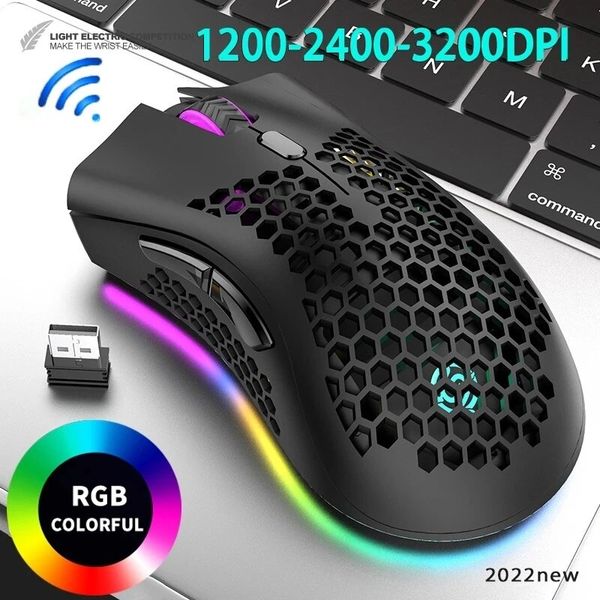 BM600 Mouse da gioco ricaricabile USB 2.4G Wireless RGB Light Mouse da gioco a nido d'ape Desktop PC Computer Notebook Mouse per laptop
