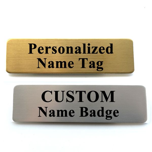 Spille per spille 5pcs Pin personalizzabile personalizzato inciso il tuo business ID business piastra in acciaio tag Nome Nome personalizzato 230704