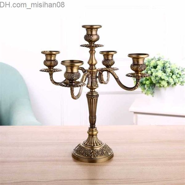 Castiçais Candelabros de bronze Metal 5 braços/3 braços Castiçais para decoração de casamento Bastões para eventos Centro de mesa Z230704