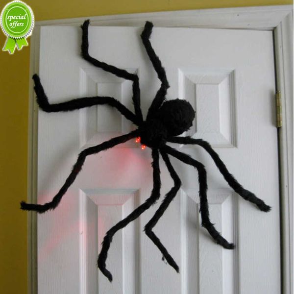 Novo 30cm 50cm 75cm 90cm grande pelúcia aranha preta decoração de festa de halloween ao ar livre casa bar casa assombrada adereços de terror 2023