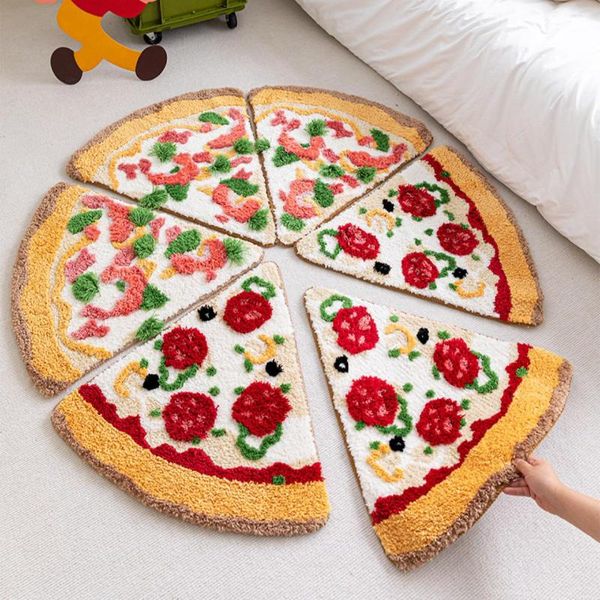 Tappeti Tufting Pizza Tappetino da bagno Soffice tappeto Vasca da bagno Tappetino laterale Tappetino antiscivolo Tappetino da bagno Zerbino Estetico Home Room Decor