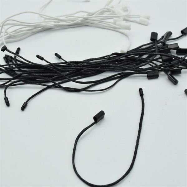 Garn 980 Stück / Menge Gute Qualität schwarz und weiß gewachste Schnur Hang Tag Nylonschnur Snap Lock Pin Loop Verschluss Krawatten Länge 18 cm242c