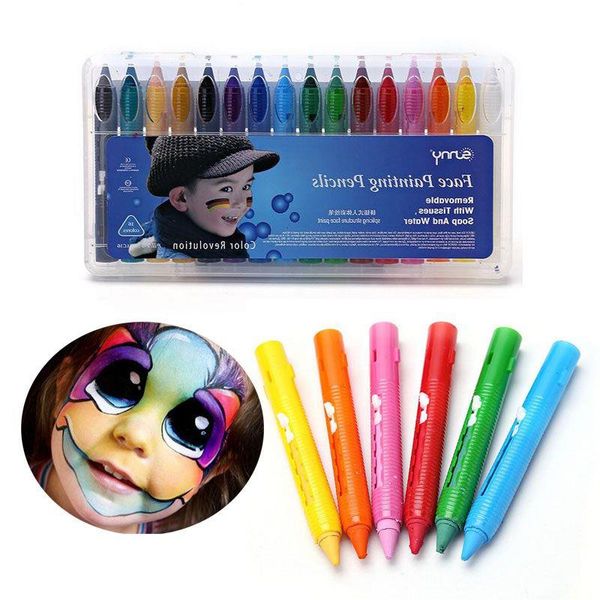 16 Farben Gesichtsbemalungsstifte Spleißstruktur Gesichtsbemalungsstift Weihnachtskörperbemalungsstiftstift für Kinderparty-Make-up ZA2676 Xixv