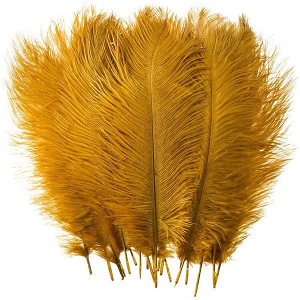 Outras ferramentas manuais 10200 pçs penas de avestruz amarelo ouro para decoração de artesanato diy penas de bordado para fazer joias roupas de casamento plumas 230704