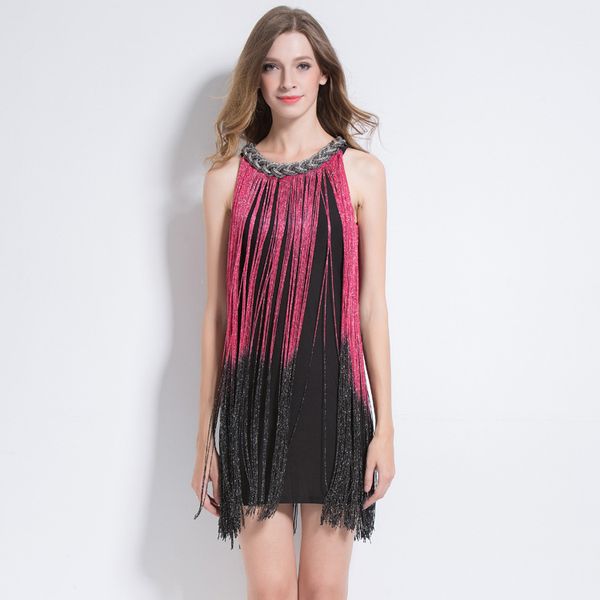 Abiti da festa Great Gatsby Metal Chain Halter-Neck Black 1920 Flapper Flapper Charleston Dress Sexy Bodycon Club