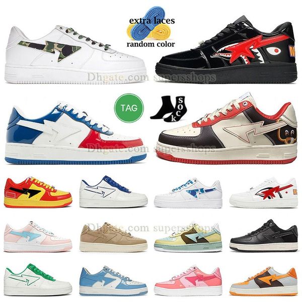 2023 Designer Sta Shark Nero SK8 Scarpe casual Sneakers basse da uomo Francia College Dropout ABC Camo bianco verde Pelle verniciata Camo Combo Rosso da jogging Sport Star Trainers